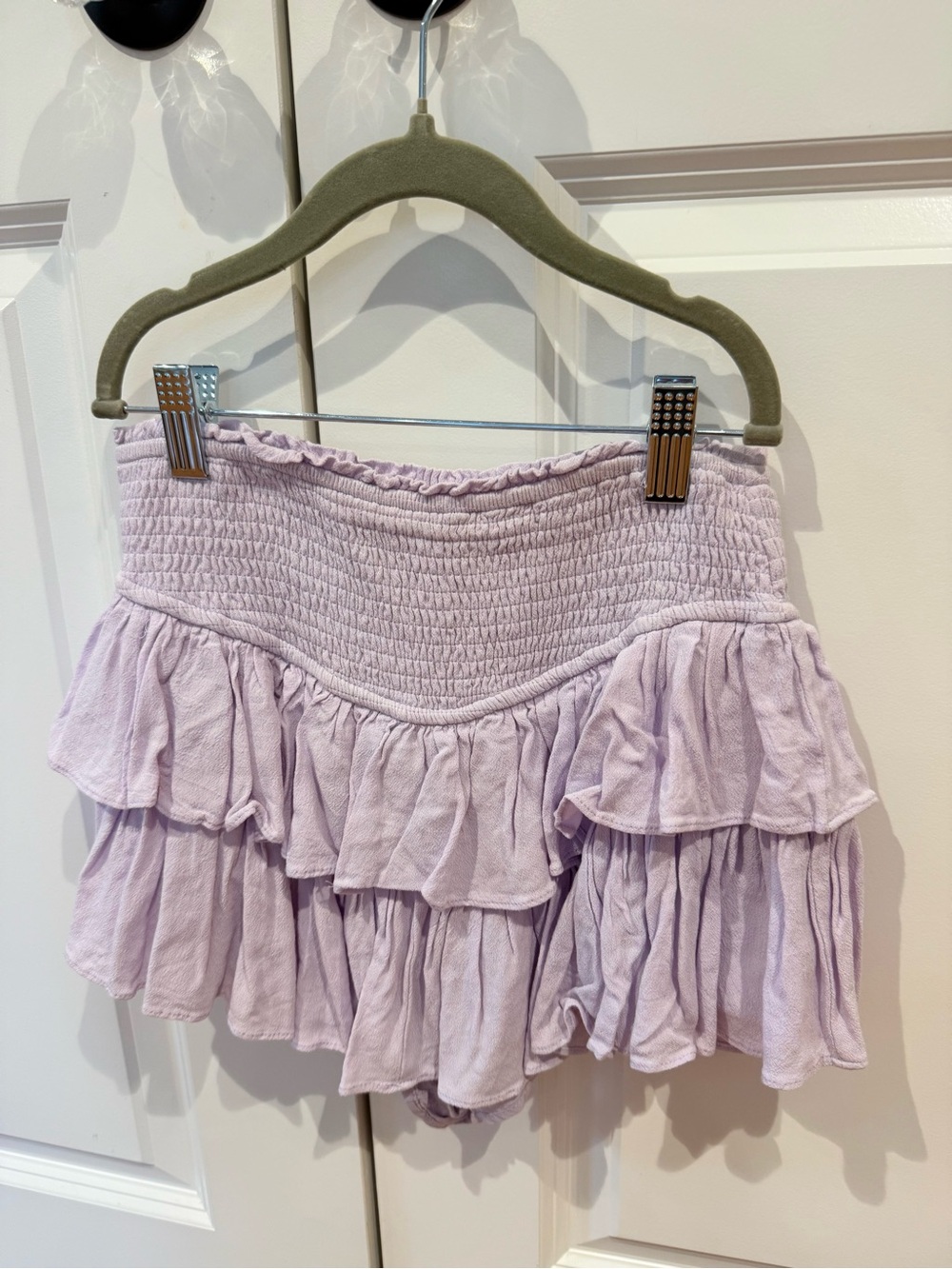 Rock n Rags - Smocked Tiered Mini Skort in Light Lavender -
